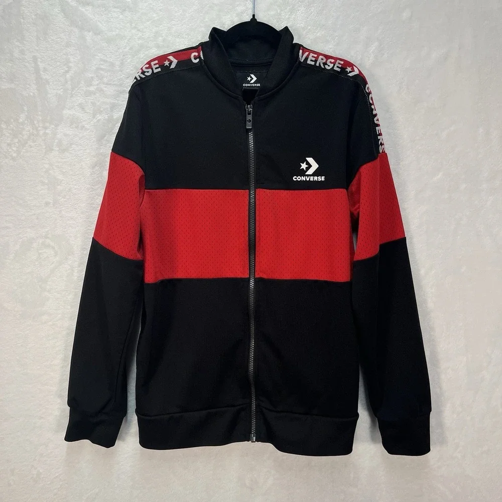 Converse Full Zip Jacket Boys Large Athletic Casual Outdoors Colorblock Pockets